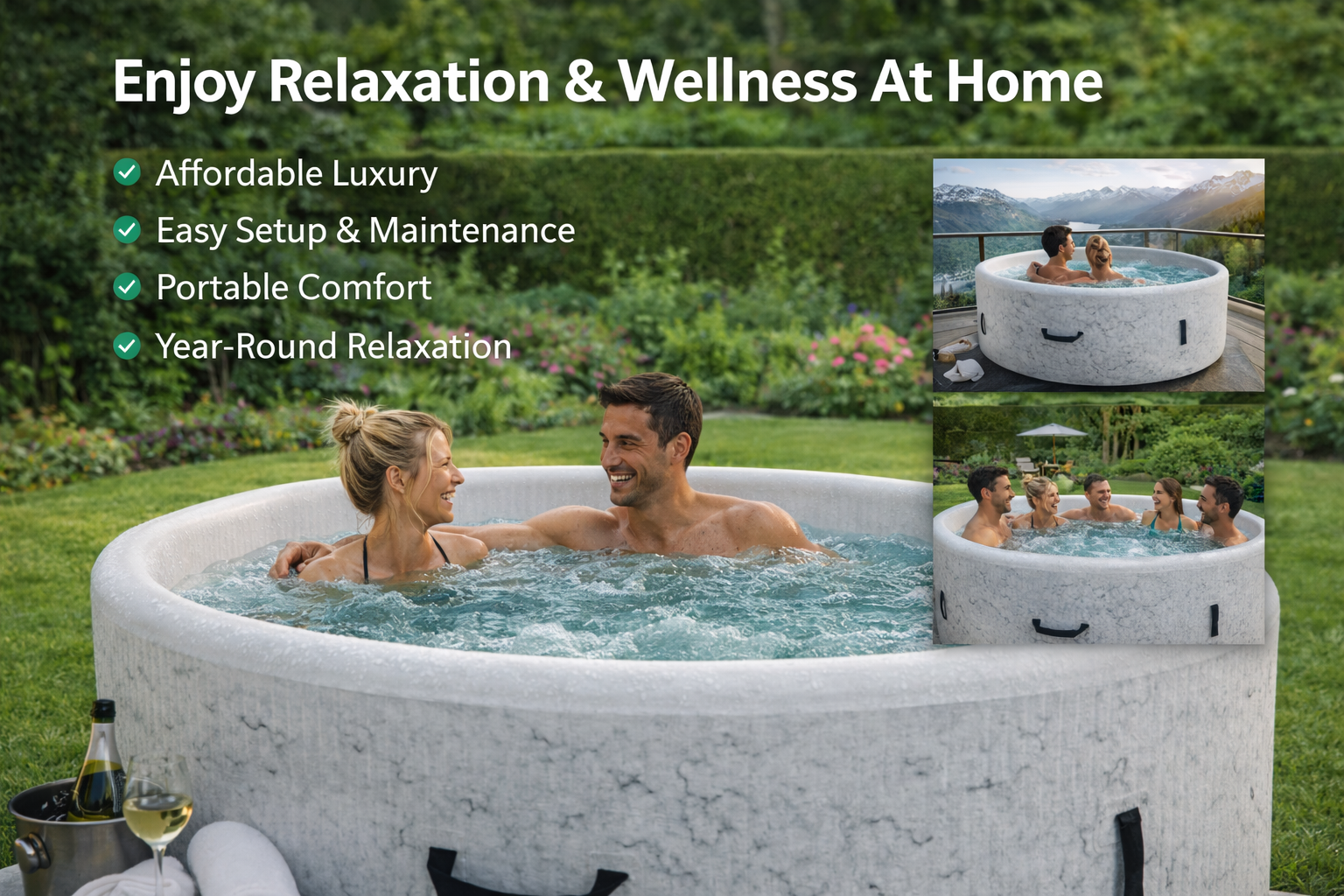 Luxury Inflatable Hot Tub-4/6 Person Outdoor Spa